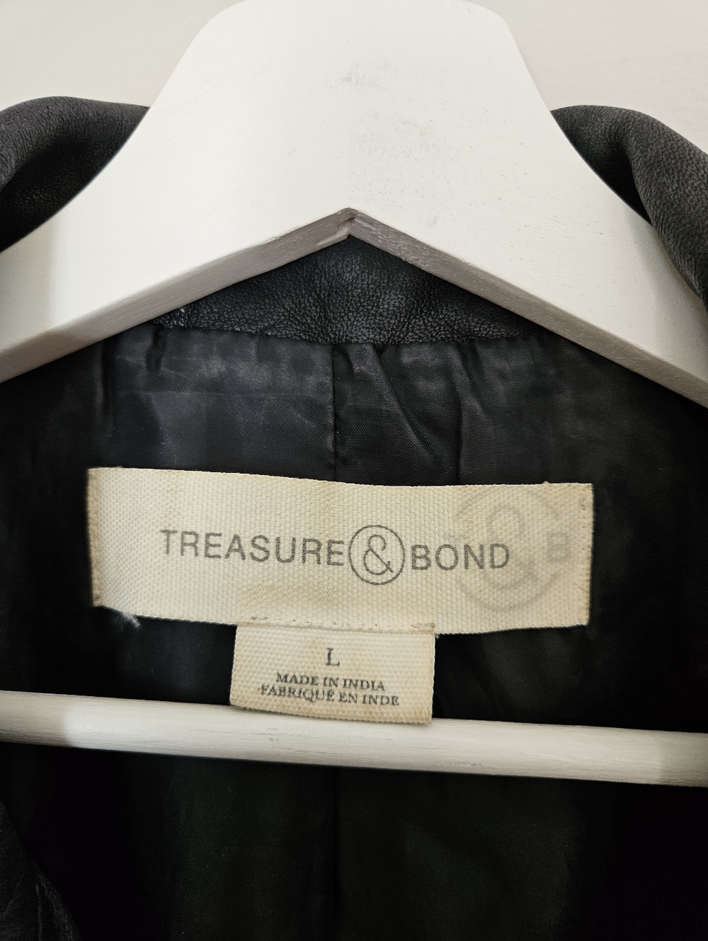 Treasure & Bond Black Leather Moto Jacket Zip Front Neutral Classic Bikercore - Picture 8 of 13